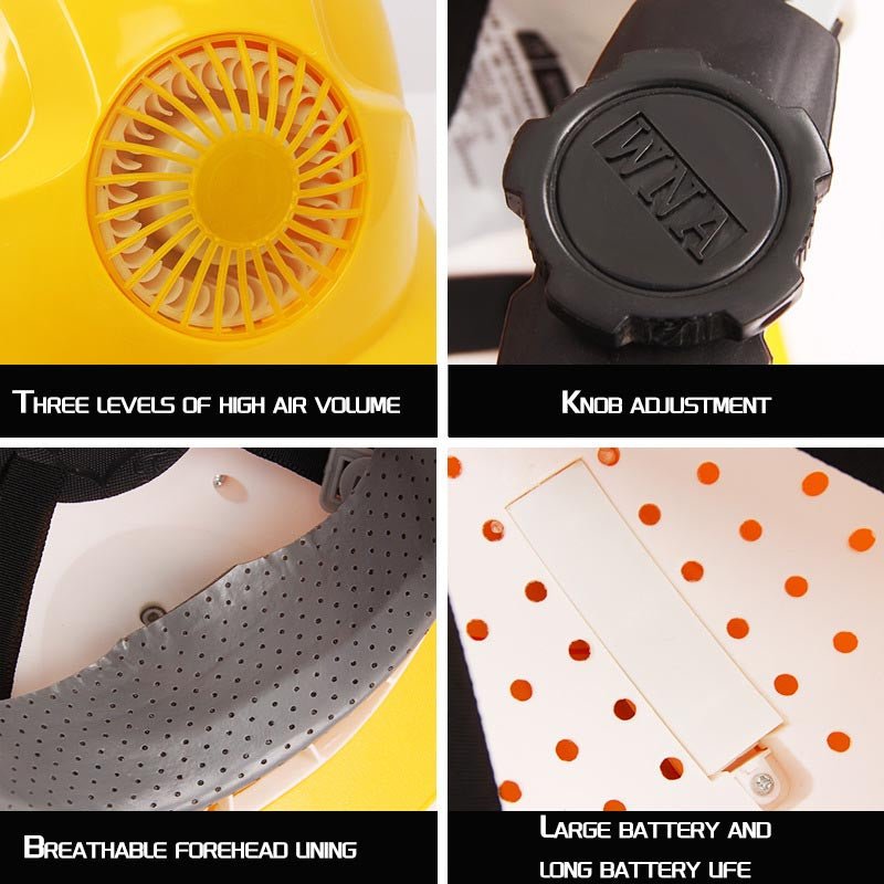 Solar-Powered Fan Helmet with Three Ribs - ABS