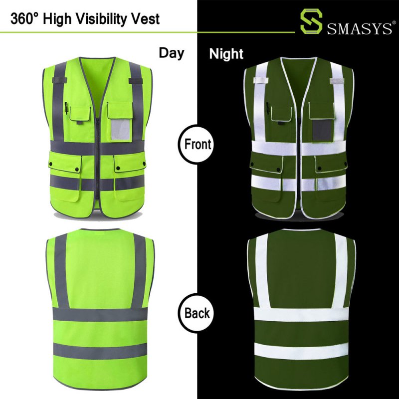 WMS High Visibility Reflective Safety Vest with Pockets
