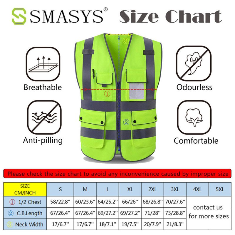 WMS High Visibility Reflective Safety Vest with Pockets